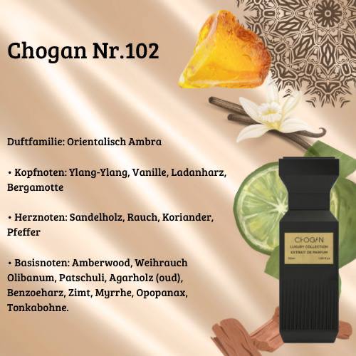 Luxury Unisex Parfüm - Chogan Nr. 102 **Velvet Amber Sun** - Sparfüm - Home of Fragrances
